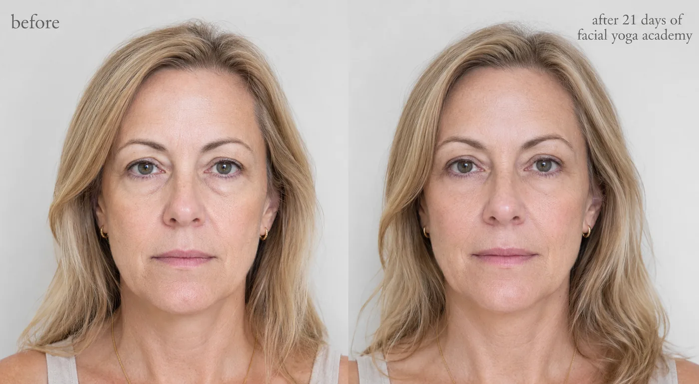 Before and after — 21 days of Facial Yoga Academy